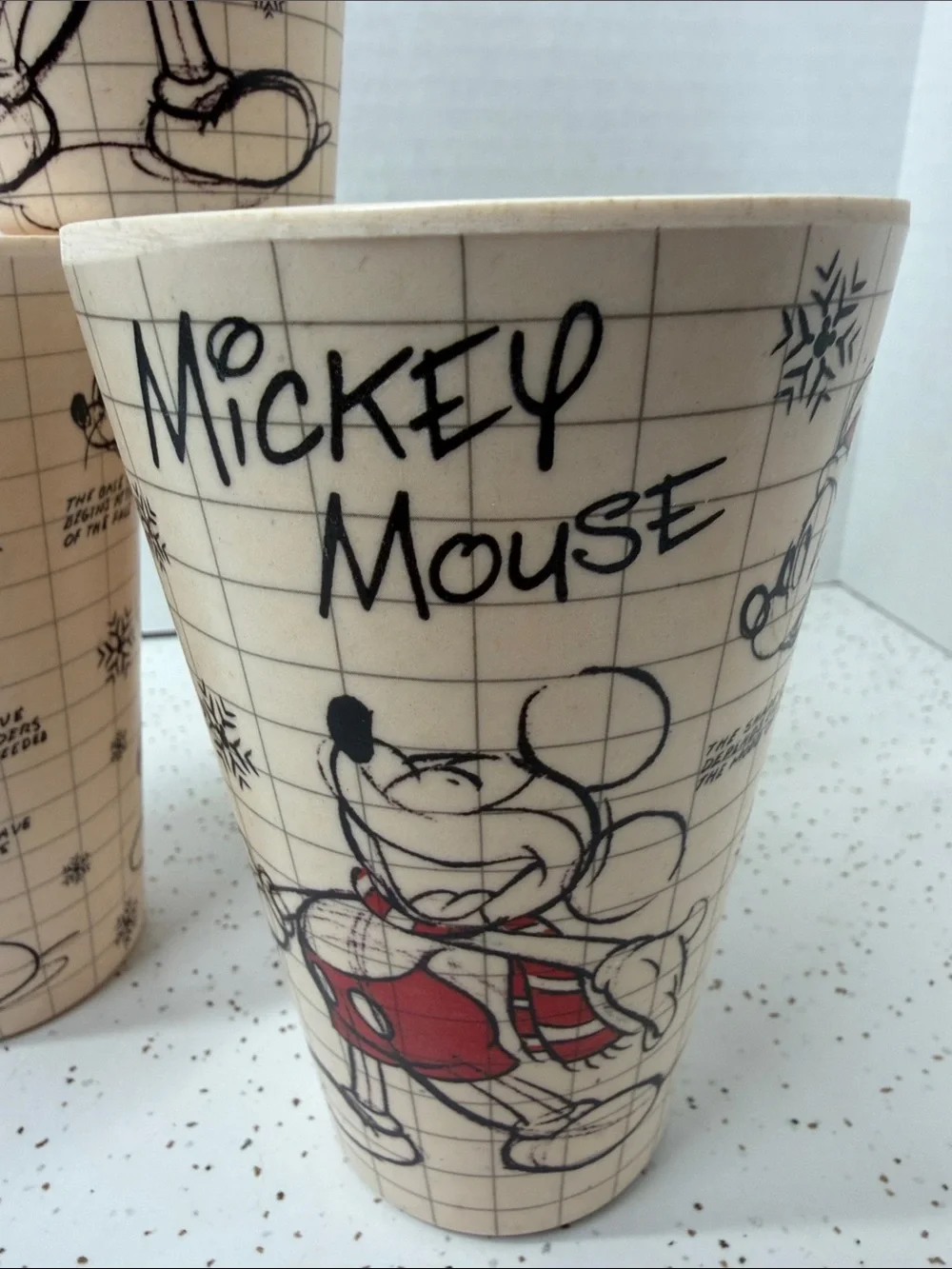 Disney Mickey Mouse Sketchbook Cups in Cream and Red - Set of 4